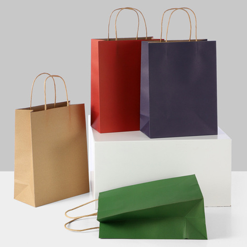 White Kraft Paper Bag Thickened Handbag Takeaway Food Clothing Shopping Bag Customized Logo Printing 