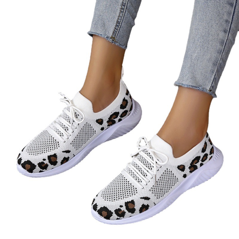 Autumn large size leopard print lace-up women's casual canvas shoes_voghion.com