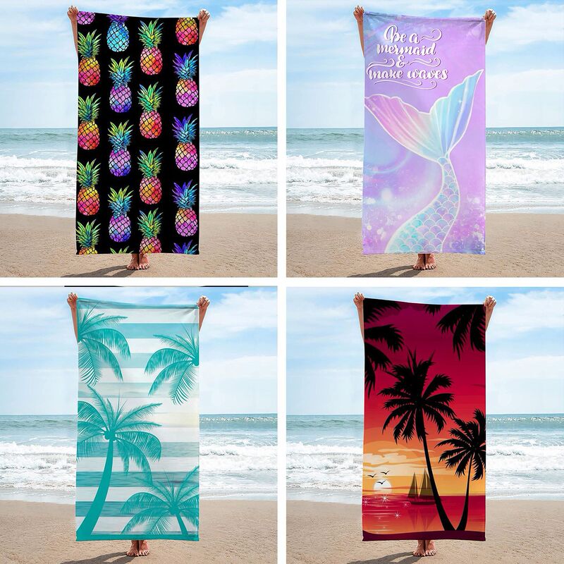 Cross-Border Direct Supply of Tropical Plant Beach Towels, Microfiber Printed Swimming Towels, Beach Seat Towels, Bath Towels
