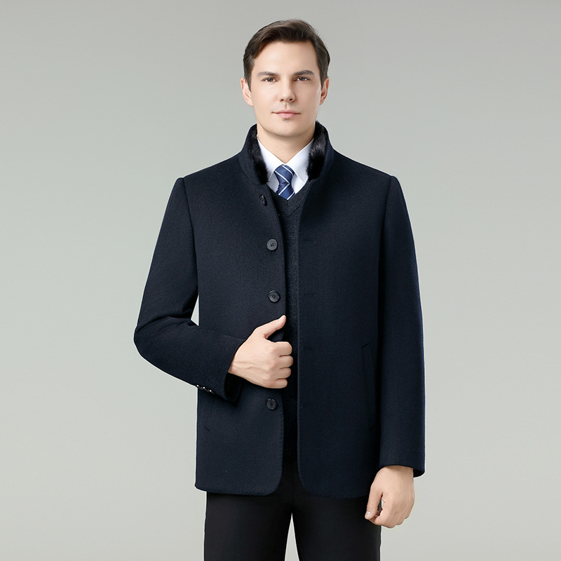 专柜正品男装双面大衣秋冬保暖羽绒可缷内胆中年爸爸休闲羊毛外套