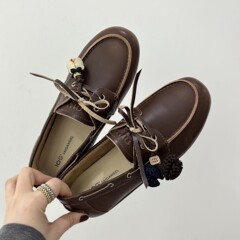 头层牛皮复古单鞋女秋季新款圆头平底舒适勃肯鞋女鞋xhr757-516DP
