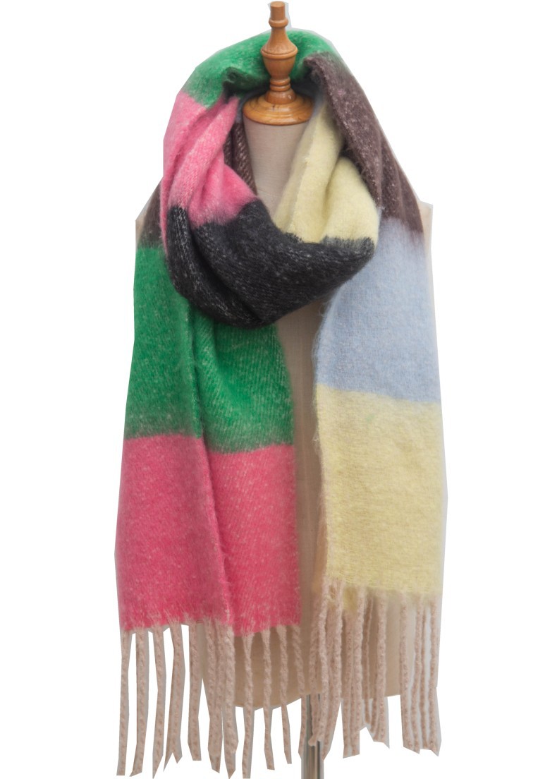 770g Weight Scarf Classification Daily Occasion Polyester Material Stripe Pattern Autumn&Winter Season Women's Gender Tassel Design Casual, Simple Style Style Women's Casual Simple Style Stripe Polyester Tassel Scarf 26