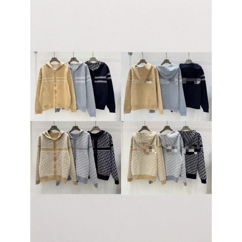 Dio's Reversible Knitted Jacket Lingorm Airport Wear Classic Fashion Casual Elegant Hooded Cardigan