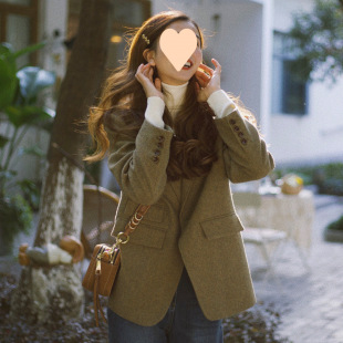Maillard Woolen Suit Jacket Women's Autumn 2024 New Loose Simple Woolen Suit Top