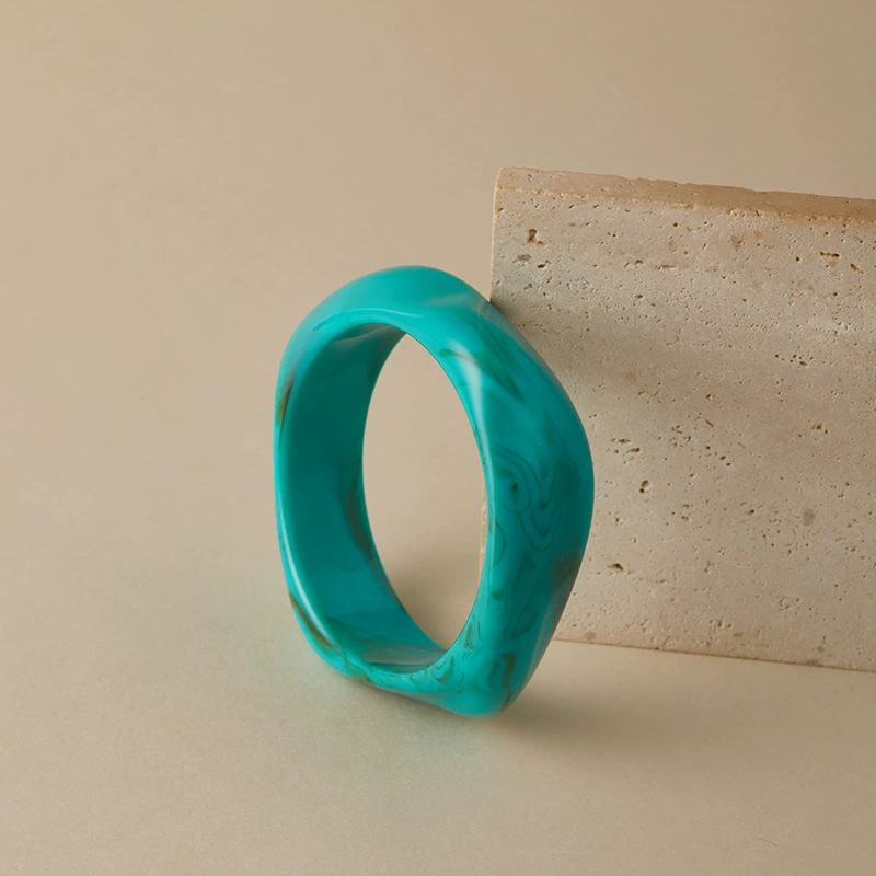 Acrylic Bracelet, Retro Geometric Big Bangle, European Style, marbled pattern (random)