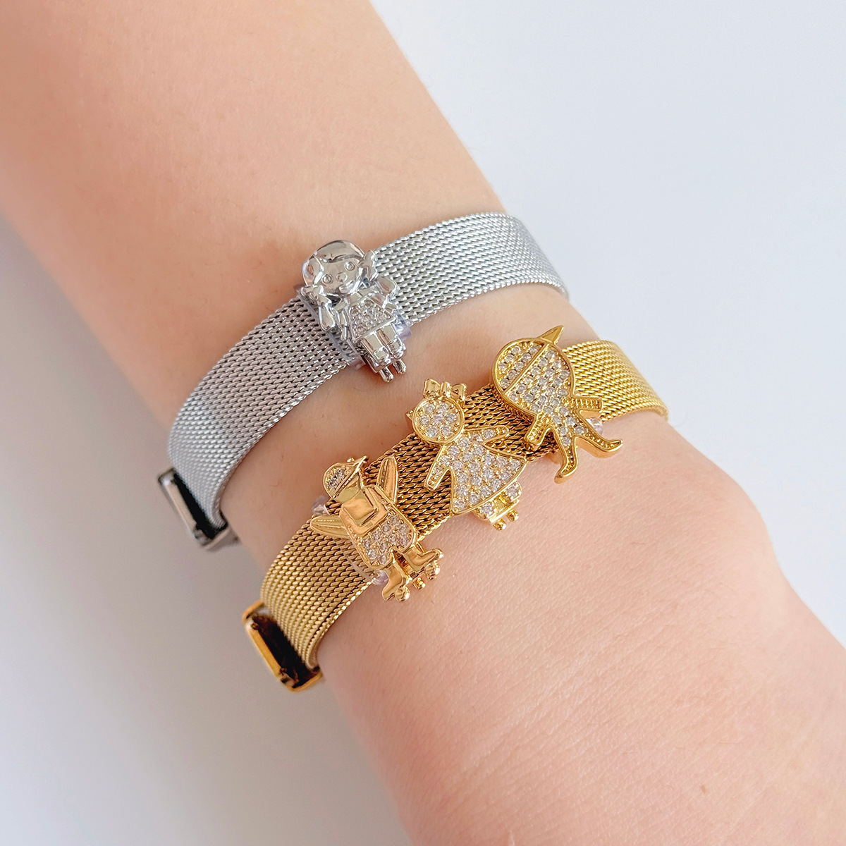 Cross-Border Hot-Selling New Stainless Steel Watch Strap Internet Celebrity Same Style DIY Creative Accessories Pattern Popular Bracelet