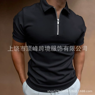 跨境2024夏季男式polo衫纯色短袖翻领t恤休闲合身上衣欧美男装6XL
