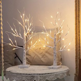 Factory direct led imitation leather birch lamp Thanksgiving usb battery box dual indoor atmosphere decorative lamp