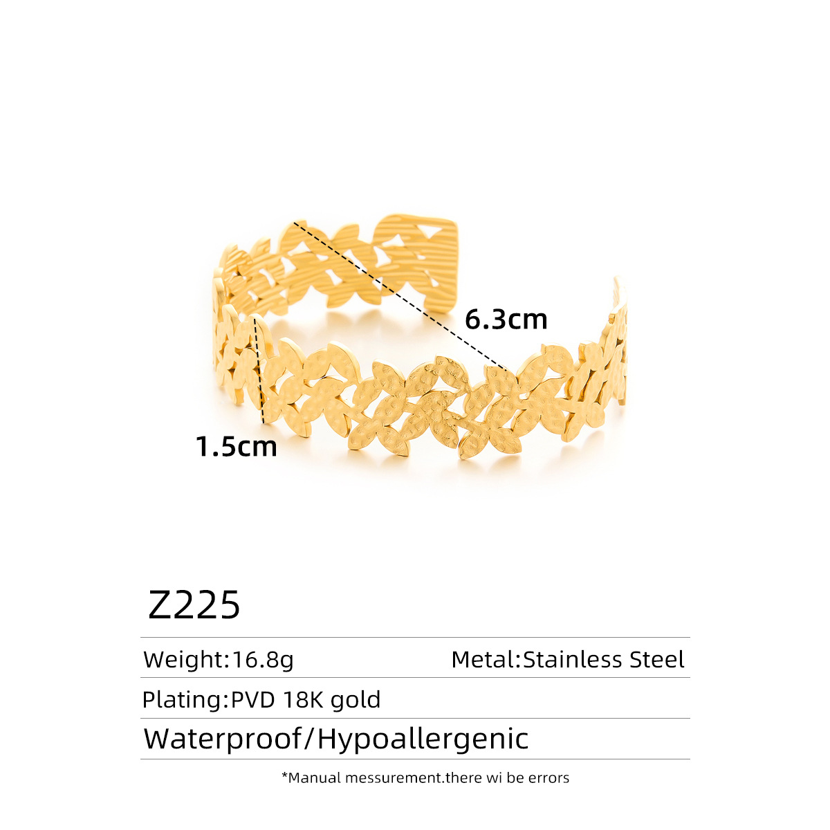 Wenjian venta caliente transfronteriza pulsera abierta con patrón de martillo, acero de titanio, pulsera en forma de C que no se desvanece, sensación hueca de alto nivel, retro versátil