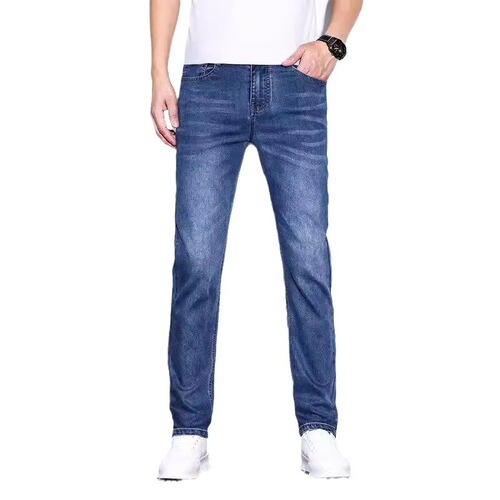 Slim Fit Stretchy Men's Summer Straight Leg Jeans with Micro-elastic Comfort for Youth