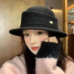 批发025新款可爱小狗刺绣渔夫帽子女春夏季遮阳防晒浅蓝百搭盆帽