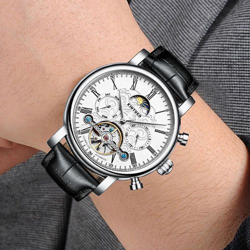 KINYUED fully automatic mechanical watch men's watch multi-function hollow mechanical watch embossed star men's watch