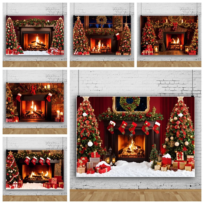 Flame Fireplace Gift Indoor Christmas Decoration Foreign Trade New Model Photo Material Photography Background Cloth