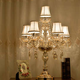 欧式水晶台灯奢华卧室床头灯大气创意玻璃婚房装饰客厅大号灯