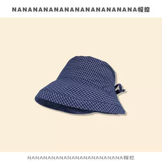 格纹女大檐渔夫盆帽夏季遮阳防晒可折叠户外出游沙滩帽太阳帽批发