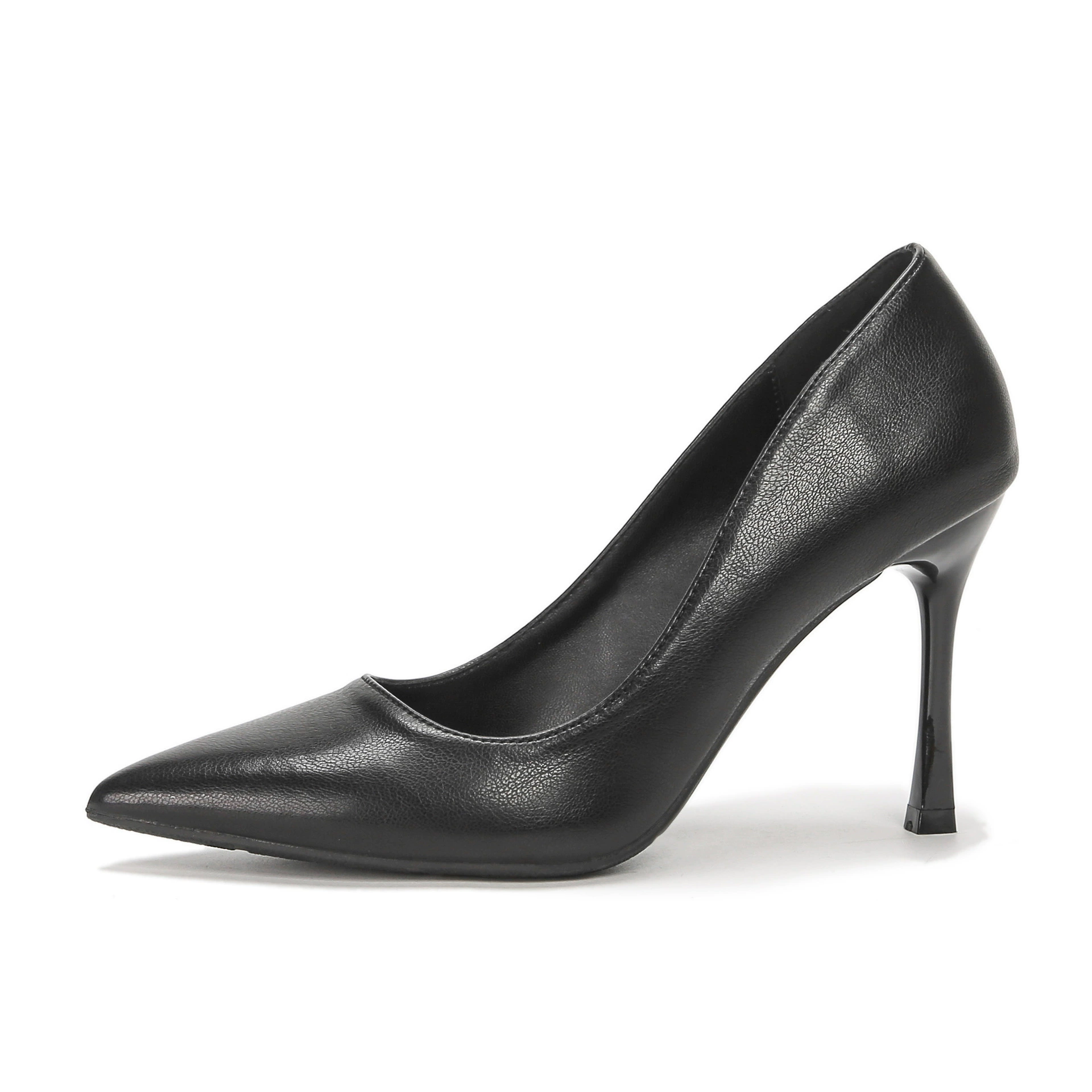 [2025 new leather thin heel pointed toe large size widened fat feet commuting high heels for women simple work women's shoes]