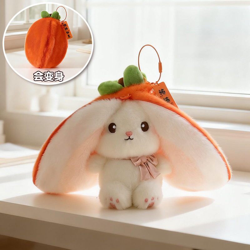 Lindo conejo transformación pequeña fruta muñeca de juguete de peluche niños muñeca calmante dormir muñeca novias regalo