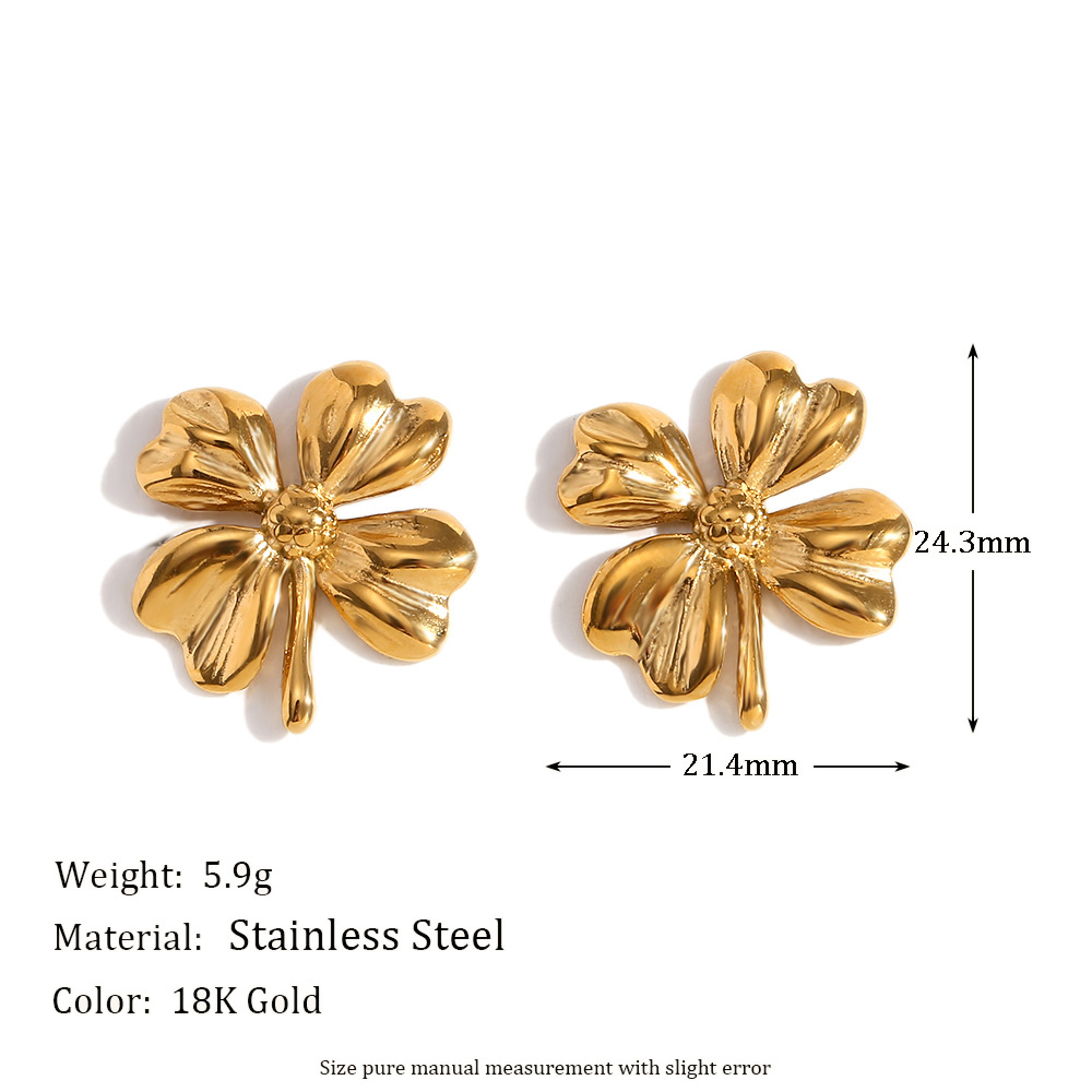 Flower Pendant Stainless Steel Earrings