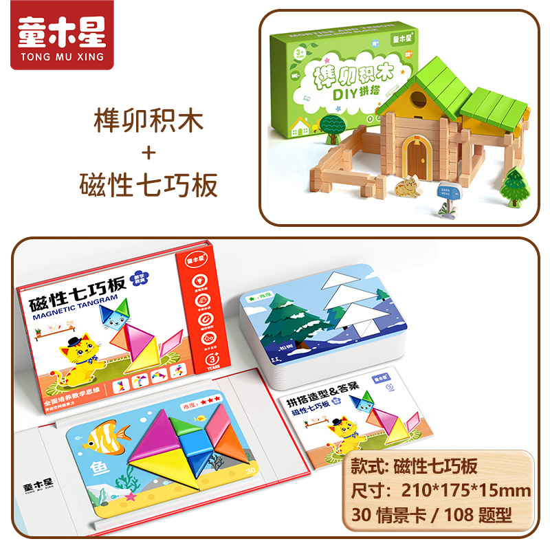 Tangram magnético para niños estudiantes de primaria de primer grado 3-6 juguetes educativos educación temprana jardín de infantes rompecabezas de inteligencia especial