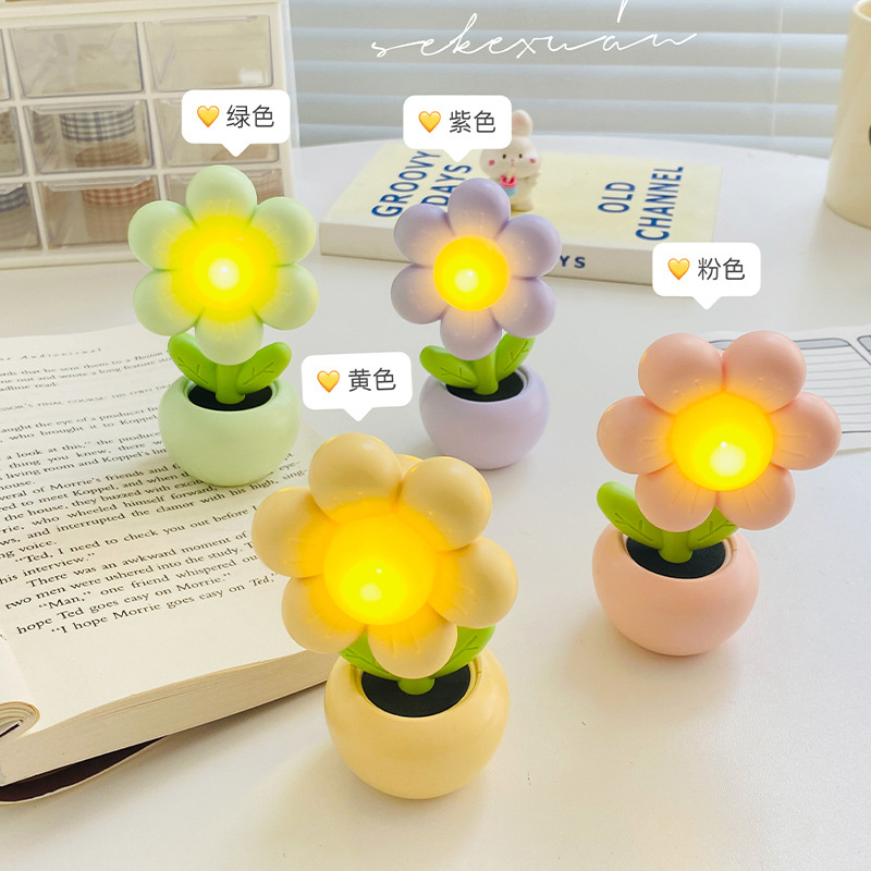 New Cute Cartoon Flower DIY Cream Glue Night Light Desktop Mini LED Atmosphere Light Creative Gift Ornament