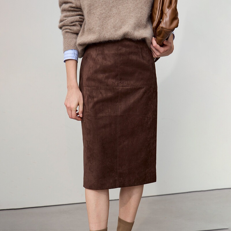 Retro Maillard 2026 Autumn/Winter Season Professional Commuting Style High-Waisted Slimming Suede A-Line Midi Skirt Retro Maillard 2026 Autumn/Winter Season Professional Commuting Style High-Waisted Slimming Suede A-Line Midi Skirt