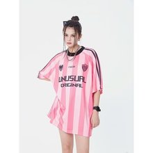 美式情侣短袖T恤潮牌ins夏季冰丝网眼球衣宽松潮牌速干半袖体恤女