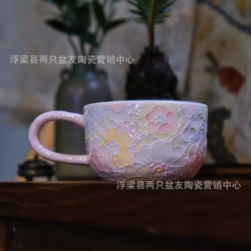 万華カップコーヒーカップ朝食カップミルクカップ景徳鎮釉下色手描きセラミックウォーターカップクリエイティブ漫画ウォーターカップ|undefined