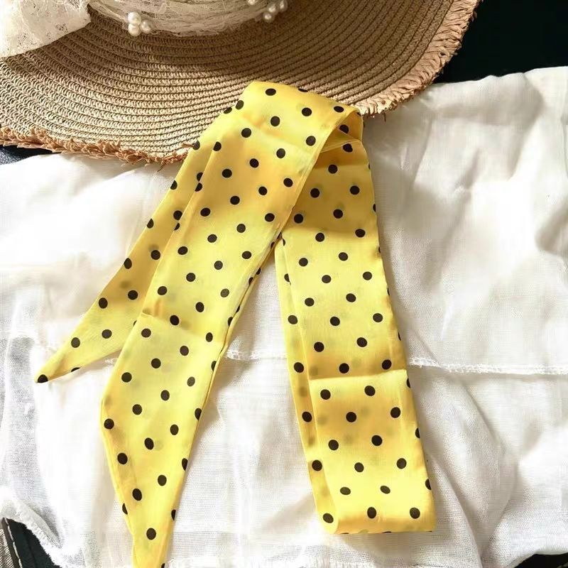 8＃波点黄底丝巾4*140CM