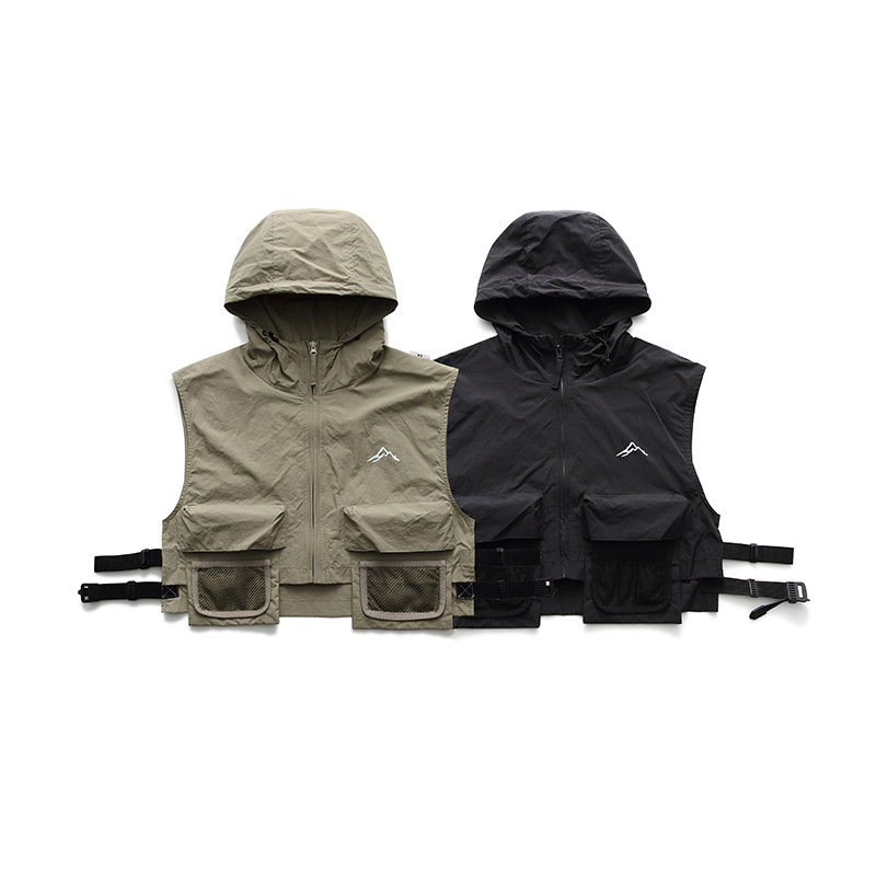 서비스 Dole x FORN3 스테레오 메쉬 대형 포켓 후드 조끼 일본 복고풍 야외 툴링 조끼 N352