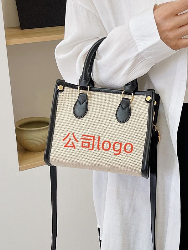 Bolsa de lona de alta gama personalizada de gran capacidad con logotipo impreso bolso de mano DIY personalizado bolso de hombro de cuero