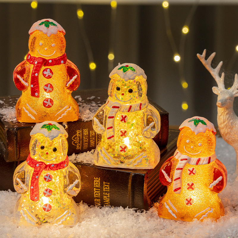 国境を越えた新製品クリスマスかわいい姜パイ人発光クリスマス姜パイ人雪だるま飾りクリスマスプレゼント装飾|undefined