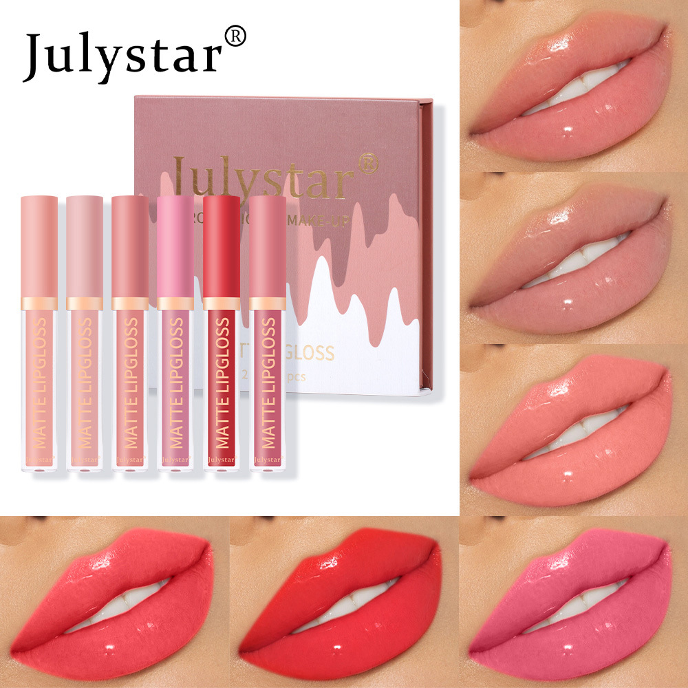 European and American makeup long-lasting moisturizing non-fading lip gloss set box, water light mirror Dudu Lip gloss set, Amazon wholesale undefined