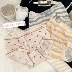 Sweet Peachy Delight: Fresh and Creamy Modal Polka Dot Striped Breathable Cotton gusseted mid-rise triangle underwear for women