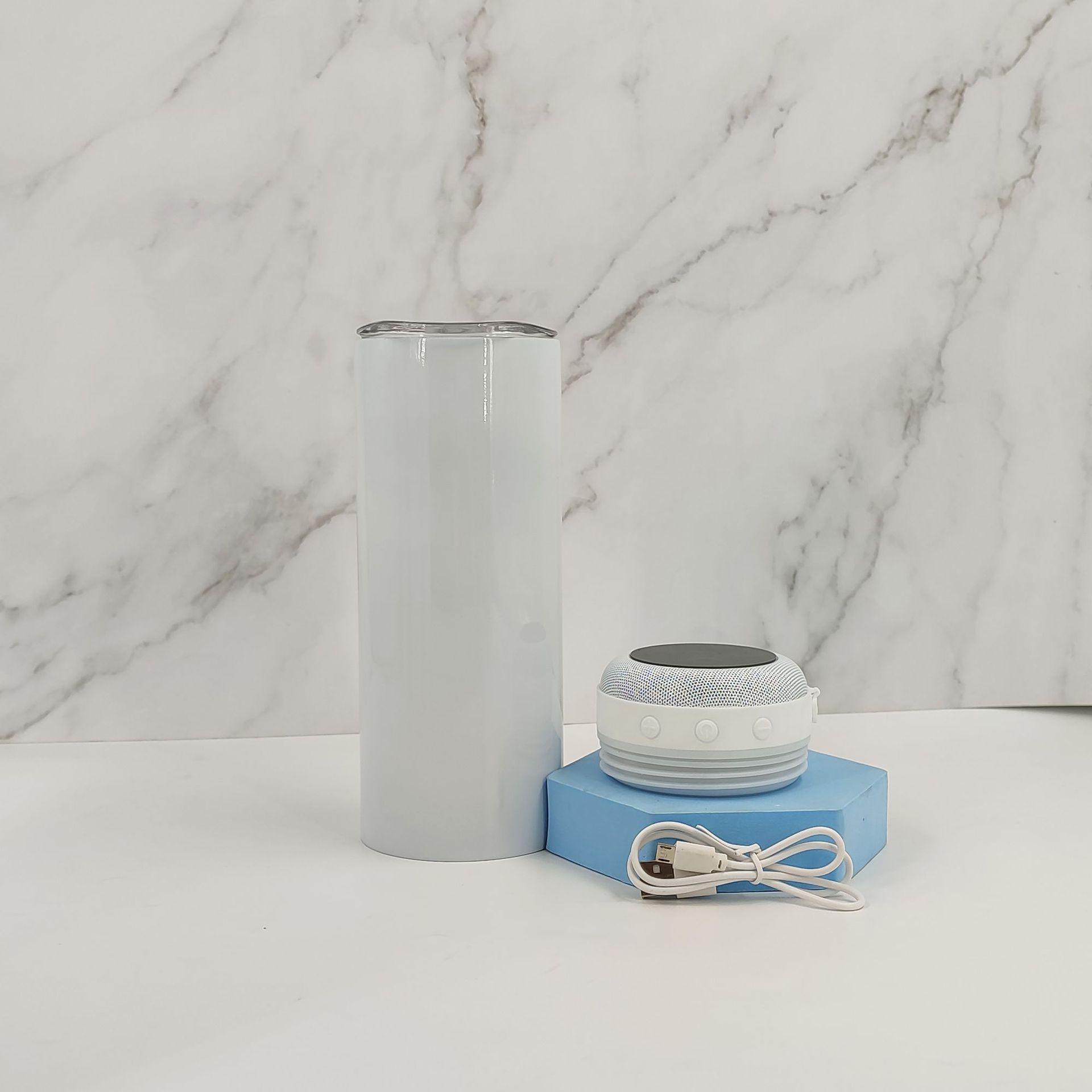 Sublimación música inferior taza recta Altavoz Bluetooth taza 304 Acero inoxidable inteligente música taza recubrimiento blanco inteligente