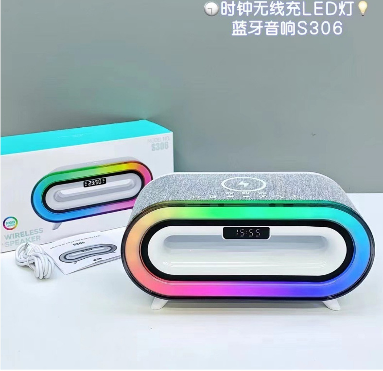 新しいS306プライベートモードLEDディスプレイ時計目覚まし時計タイマー無線充電ホワイトノイズデスクトップbluetoothスピーカー|undefined