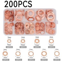 新200pcs铜垫片盒装 铜O型密封垫圈铜油封垫片组合跨境货源