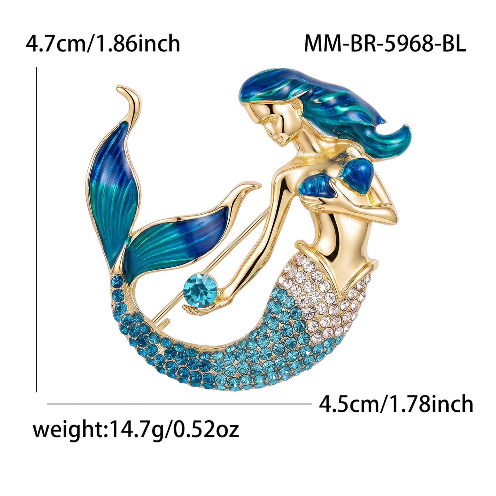 Cross-border best-selling alloy and enamel mermaid brooch with diamond embellishments, a new European and American ocean-themed pin: BR5968