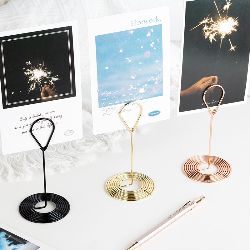 Clip de nota de metal creativo clip de mensaje de foto clip vertical gota de agua clip de foto de escritorio clip de asiento de boda clip de mensaje