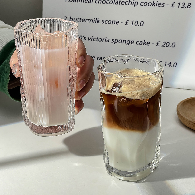 ins风家用不规则扭扭杯冰美式拿铁咖啡杯玻璃杯夏天果汁杯冷饮杯|undefined
