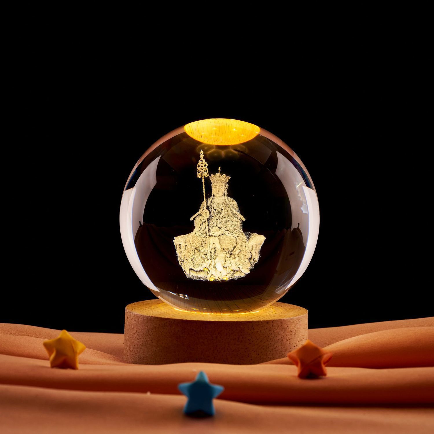 Lámpara de noche de bolas de cristal de loto Zen creativo chino decoración de escritorio decoración del gabinete de entrada decoración del dormitorio regalo