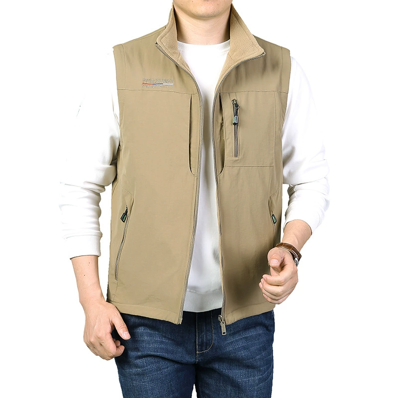 Мужской двухсторонний Повседневный жилет, осенне-зимний мужской жилет на флисовой подкладке, модный подходящий ко всему жилет, Топ 1906A