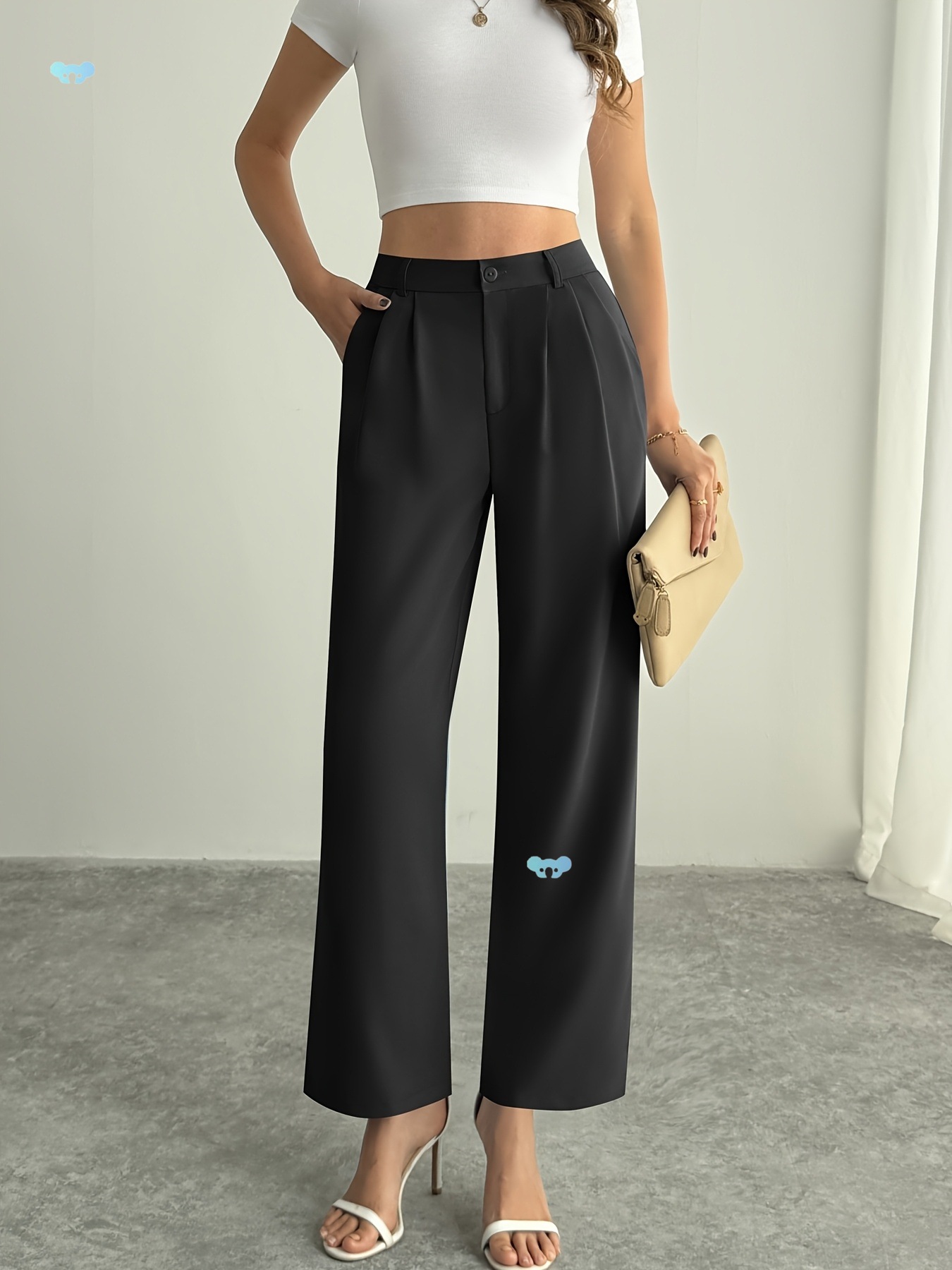 Women's High Waist Wide Reg Pants Lightweight Straight Reg