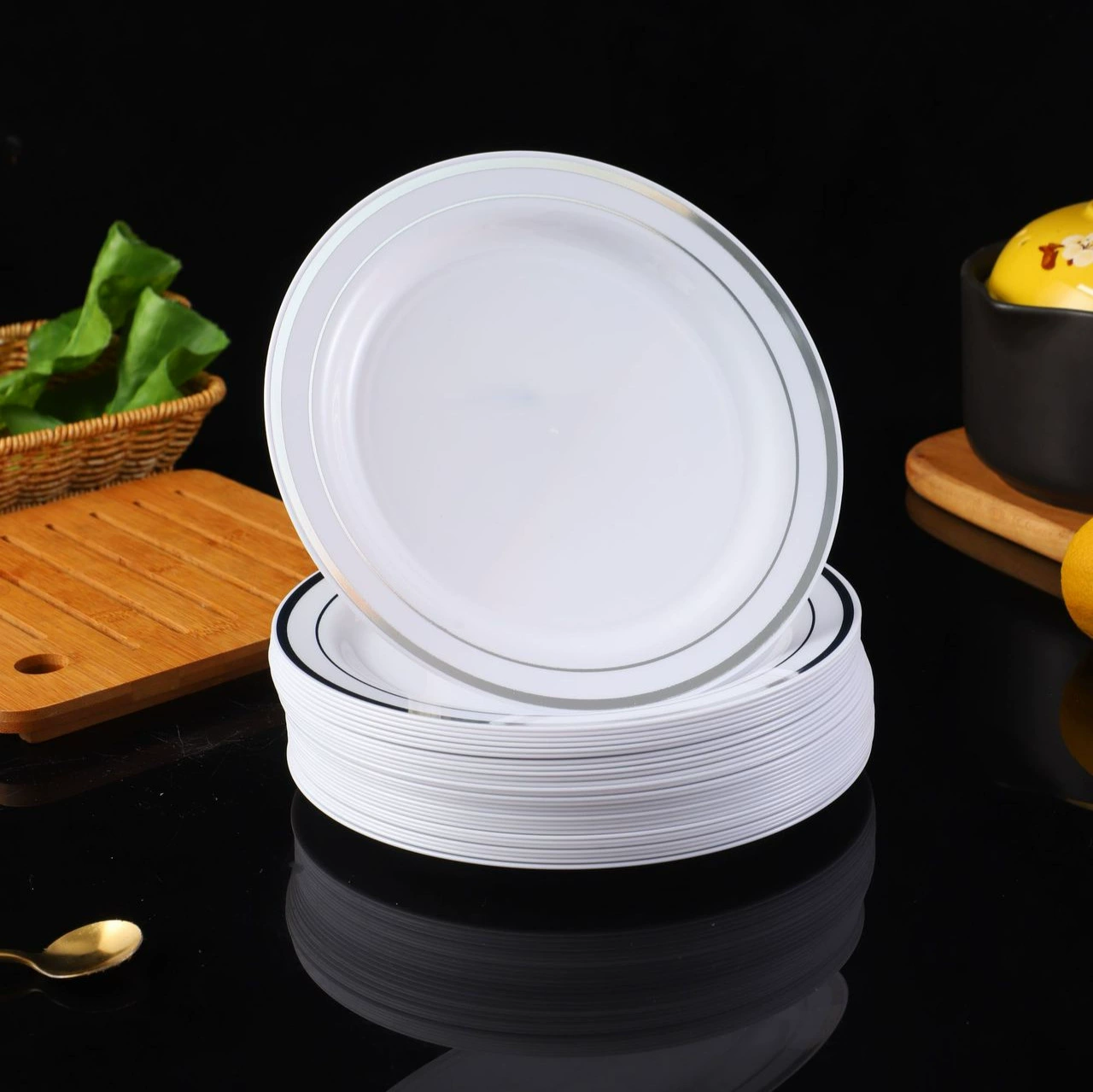 Disposable plastic Western food dish Disposable plastic disc Western food steak PS hard plastic