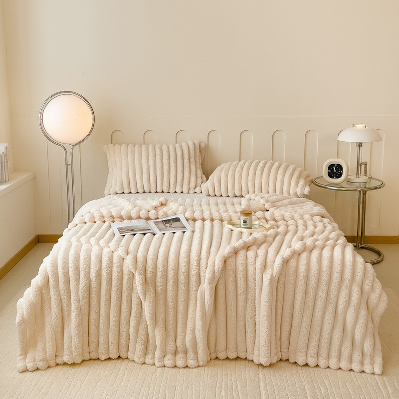 Luxurious Copy Rabbit Fur Throw Blanket Soft Warm Cozy跨境|undefined