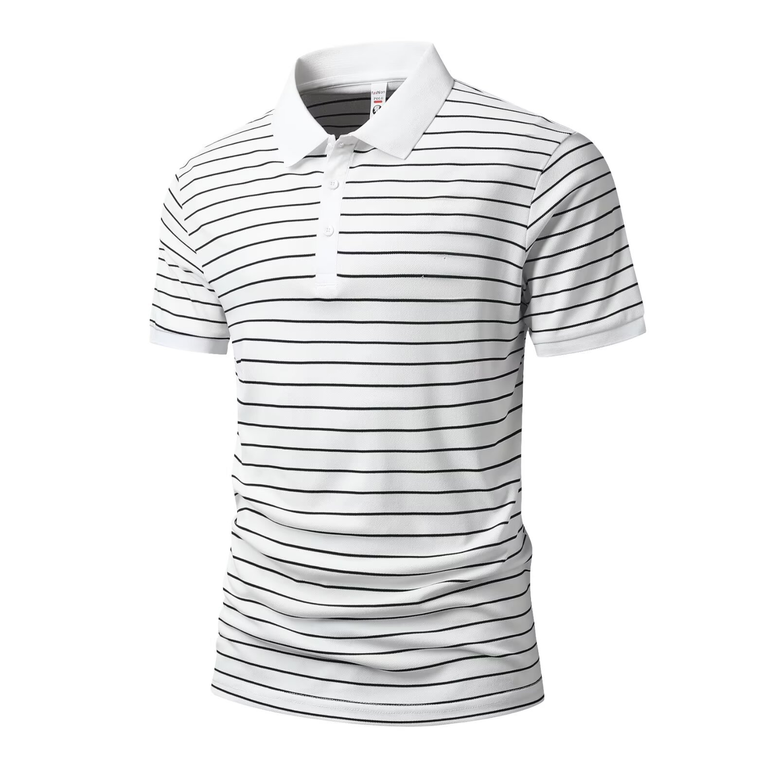 Men's Clothing Slim Fit Short Sleeve Shirt Heavyweight Fine Cotton Striped Trendy Summer Versatile Top_viptrois.com