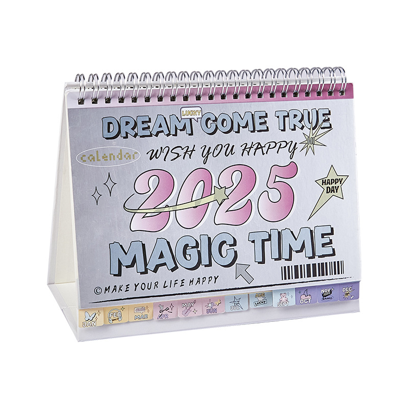 Calendario de escritorio retro americano plateado 2025 calendario de bobina creativo de alto valor de oficina adornos de escritorio