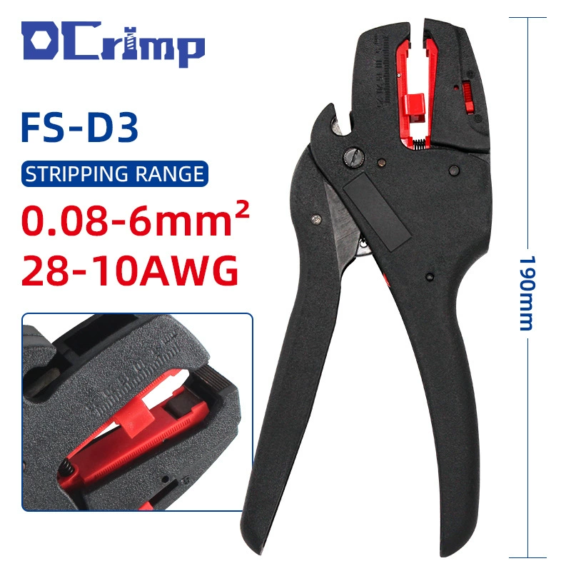 FS-D3 Автомат для зачистки проводов саморегулирующийся инструмент для зачистки кабеля с изоляцией, очиститель утиного клюв, квадрат 0,08-6 мм