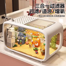 生态水培植物小鱼缸透明顶盖式增氧泵水族箱家居玄关桌面造景摆件