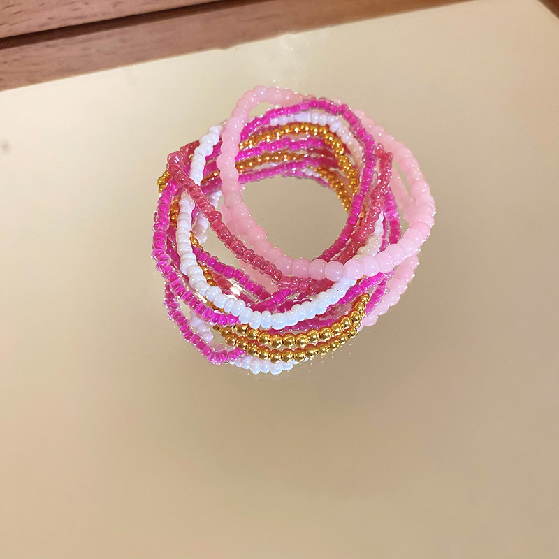Pulsera de cuentas de arroz apilada de estilo bohemio, juego de siete piezas, pulsera de dopamina de alta calidad, joyería fresca de nicho al por mayor