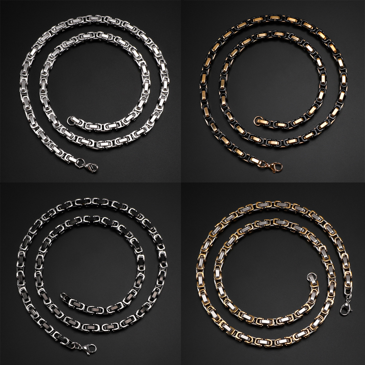 Cross-Border Hot-Selling Stainless Steel Necklace E-Commerce New Style Personalized Dongguan Men's Titanium Steel Domineering Jewelry Does Not Fade Hip-Hop